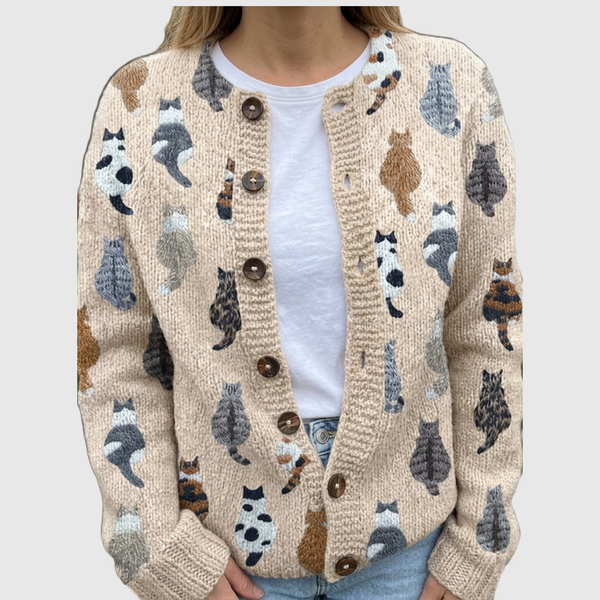 Charlotte™ | Cardigan mit Katzenmotiv