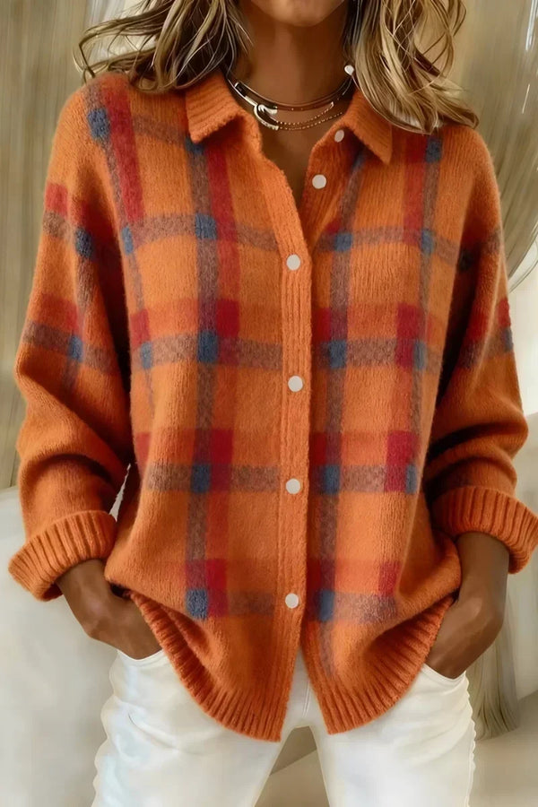 Meike | Karierter Strickcardigan mit Knöpfen