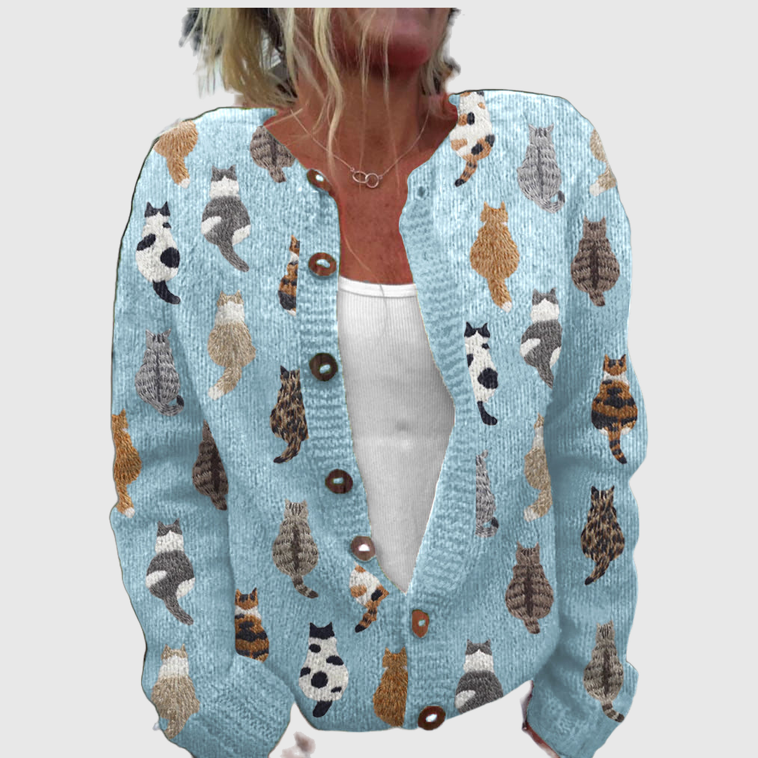 Charlotte™ | Cardigan mit Katzenmotiv
