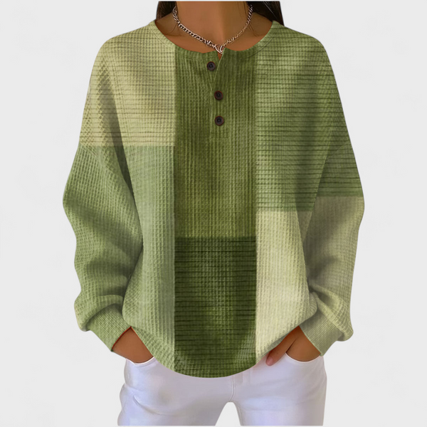 Nora - Olivgrüner Pullover mit Colorblock