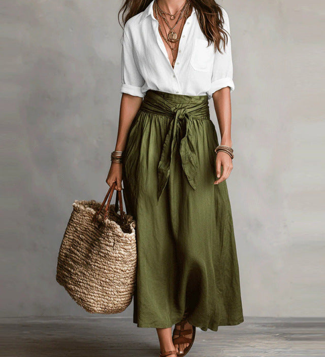 Vera | Satin-Midikleid-Set mit passender Bluse