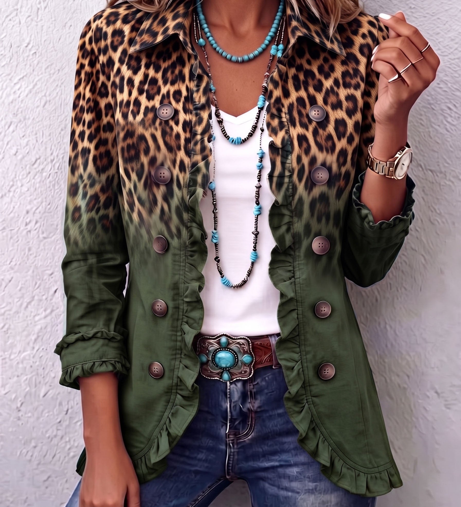 Klara | Amerikanische Jacke mit Leoparden-Ombre