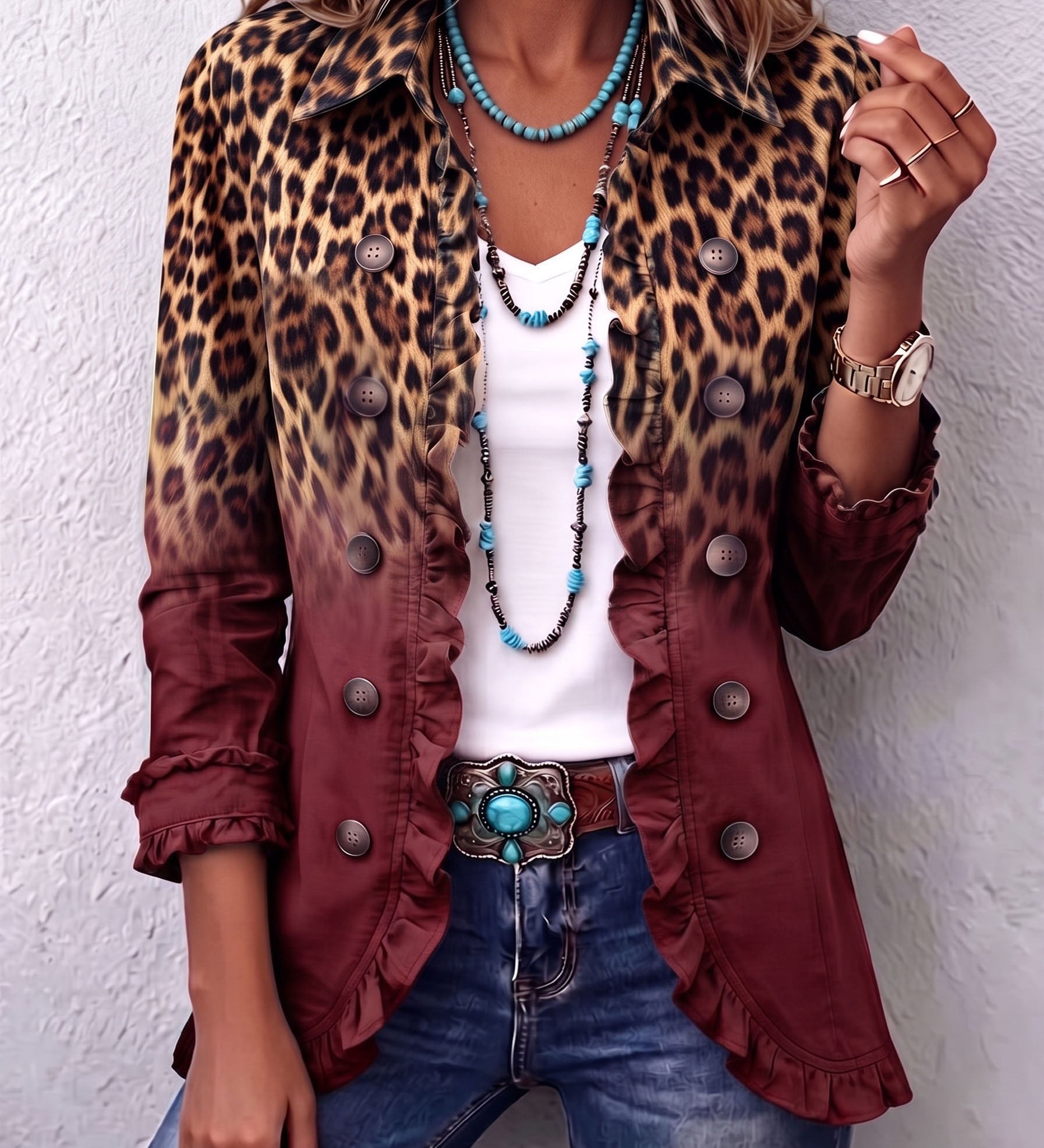 Klara | Amerikanische Jacke mit Leoparden-Ombre