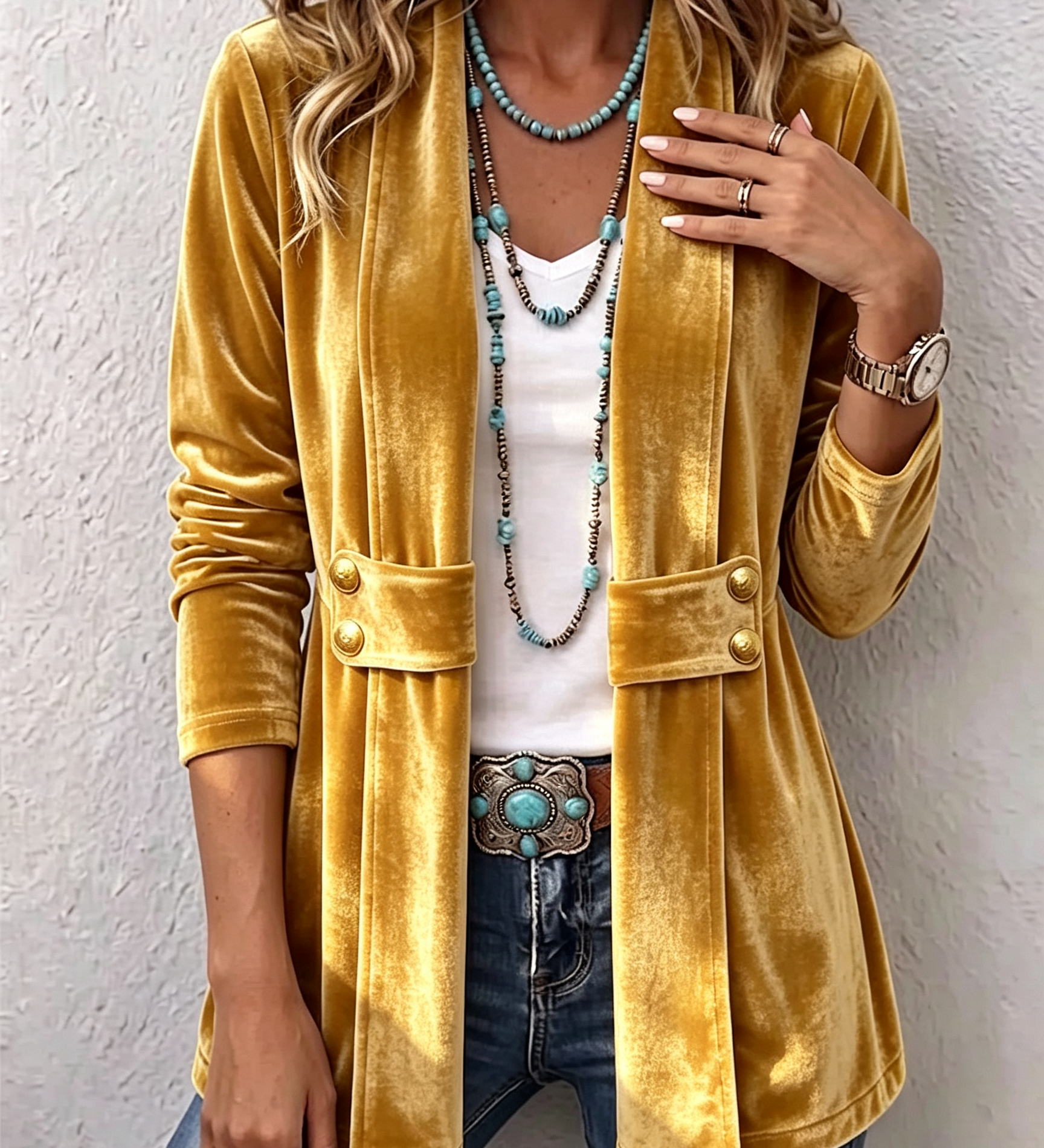 Margarete | Amerikanische Jacke mit Revers und Knopfdetails