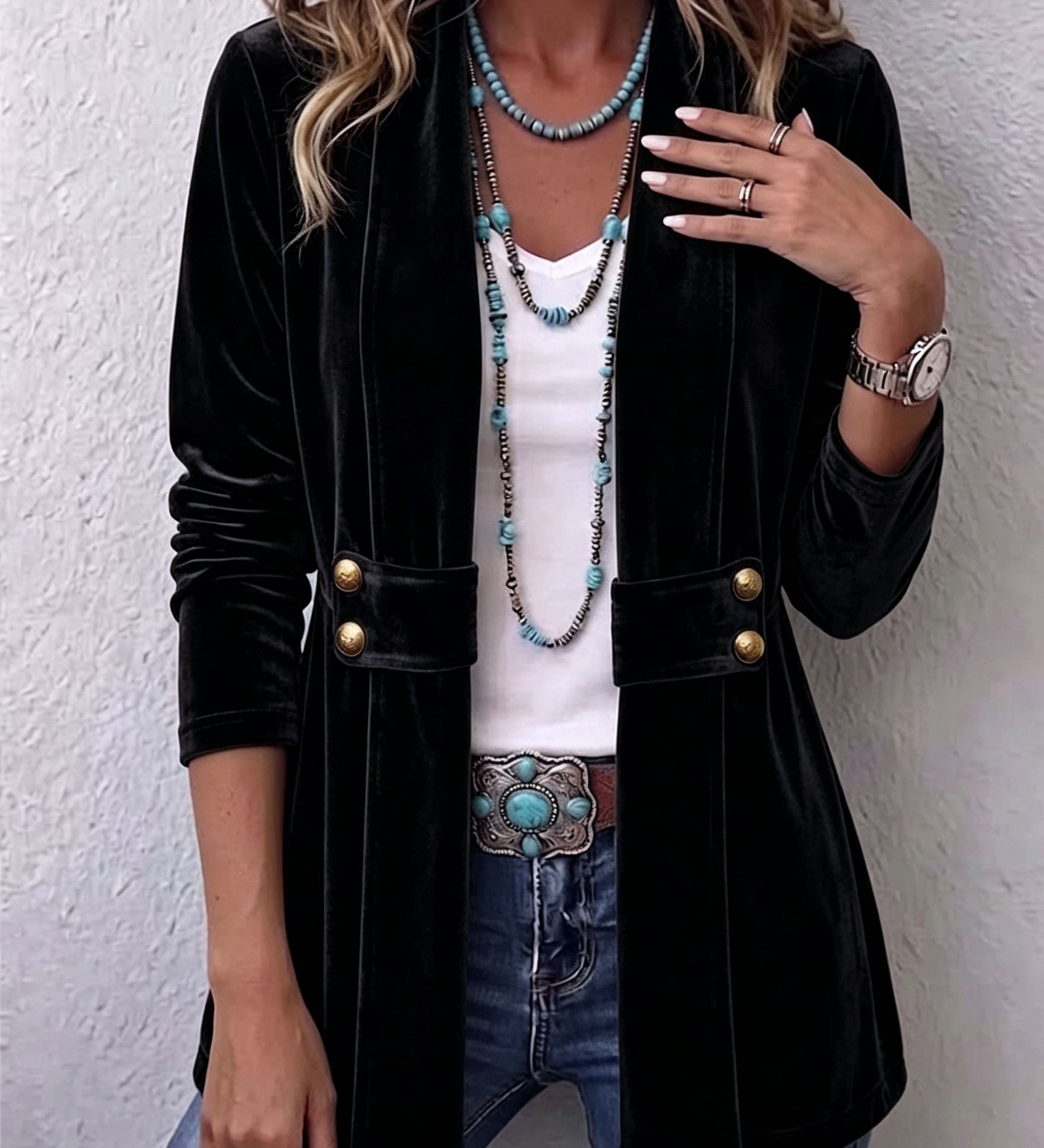 Margarete | Amerikanische Jacke mit Revers und Knopfdetails