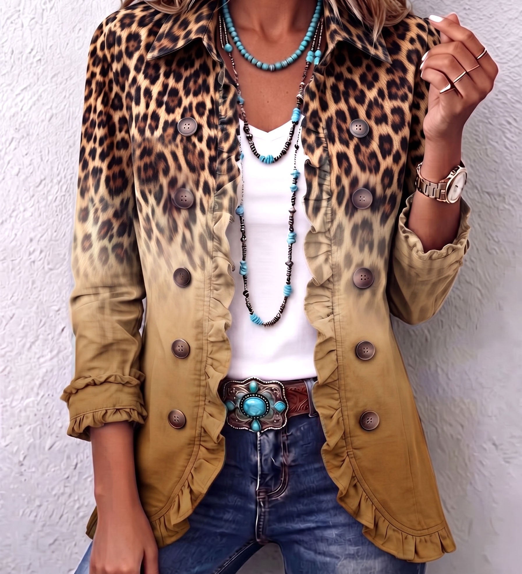 Klara | Amerikanische Jacke mit Leoparden-Ombre
