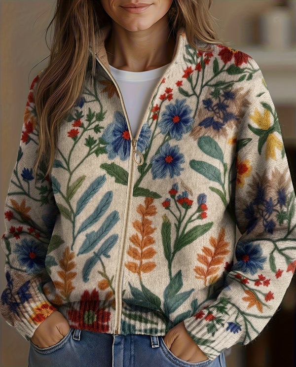Elise - Botanischer Garten Floral Zip Cardigan